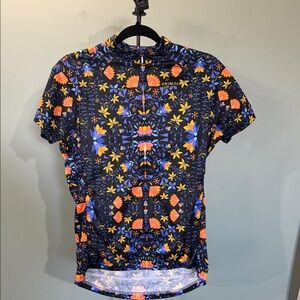 Primal Floral Short-Sleeve Cycling Jersey - Black/Blue/Orange